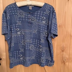 Blue & Paisley Design Short Sleeve Shirt